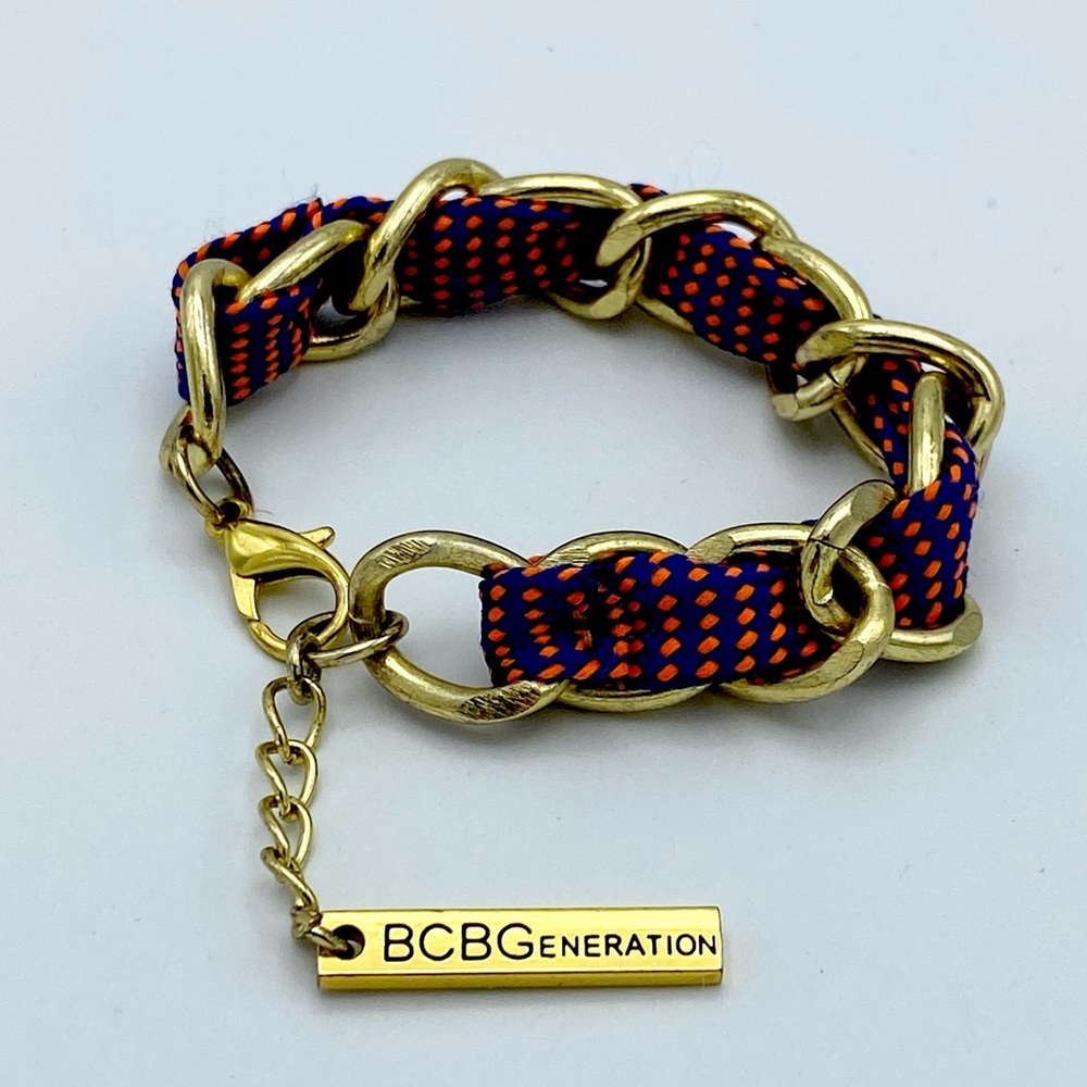 BCBGeneration Chunky Gold Tone Link Blue Orange